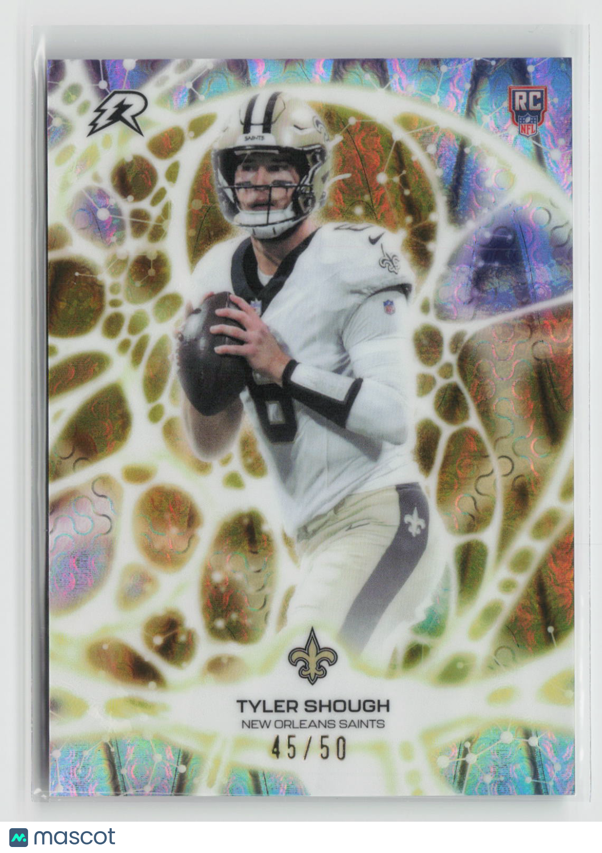 Tyler Shough 2025 Topps Resurgence Protonyx Gold Power Surge Refractor #PT-12