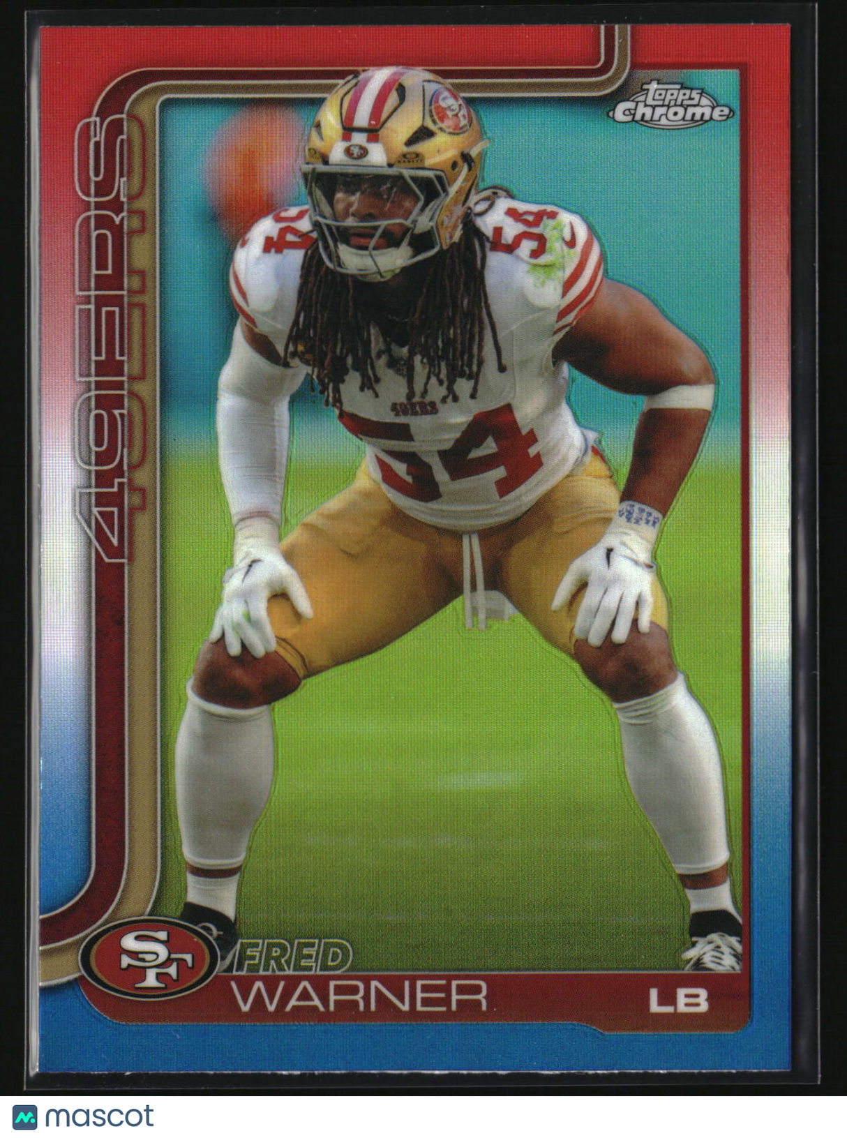 Fred Warner 2025 Topps Chrome Red White and Blue Refractor #268