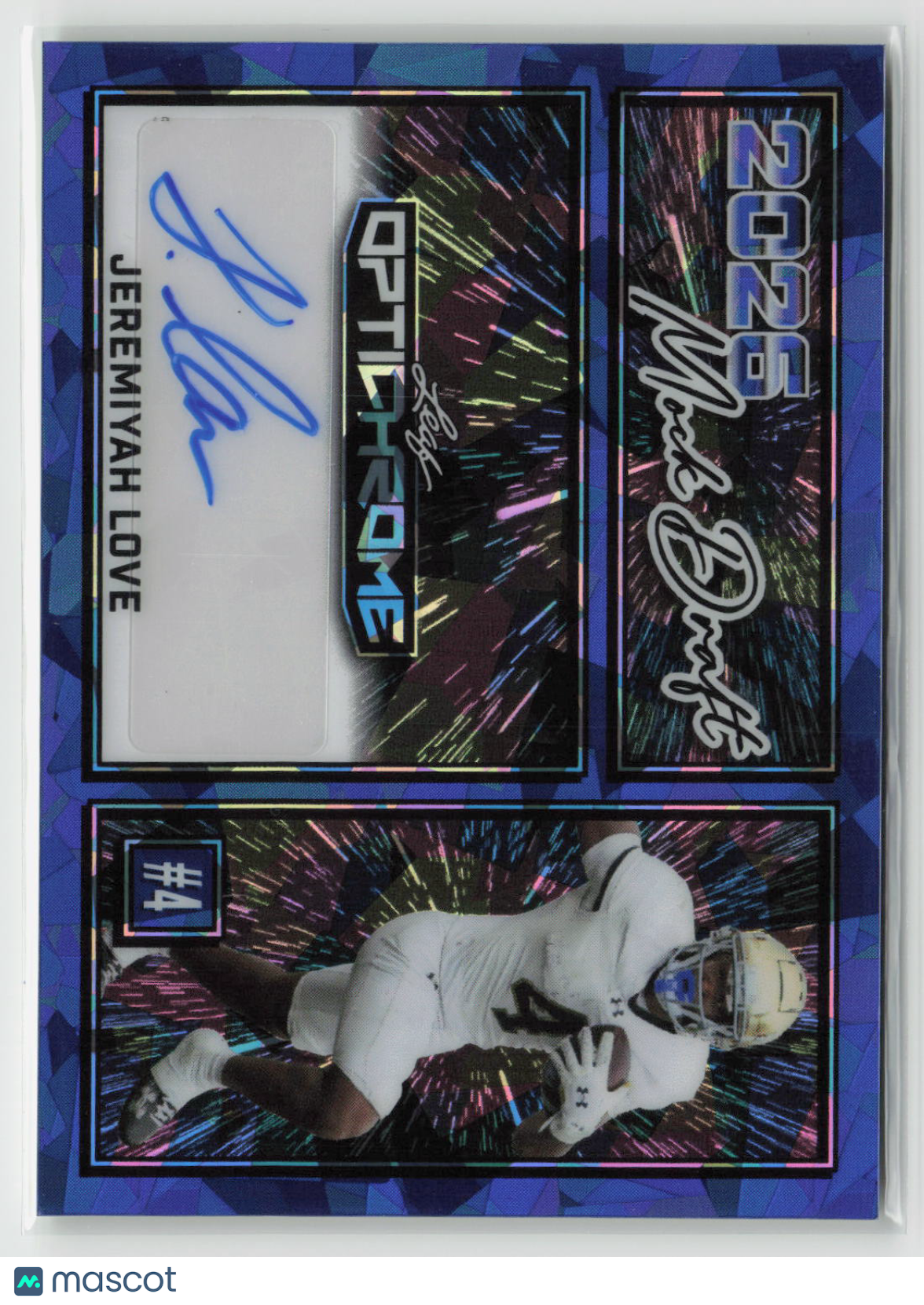 Jeremiyah Love 2025 Leaf Optichrome Autographs Crystal Blue #MA-JL1 #/3