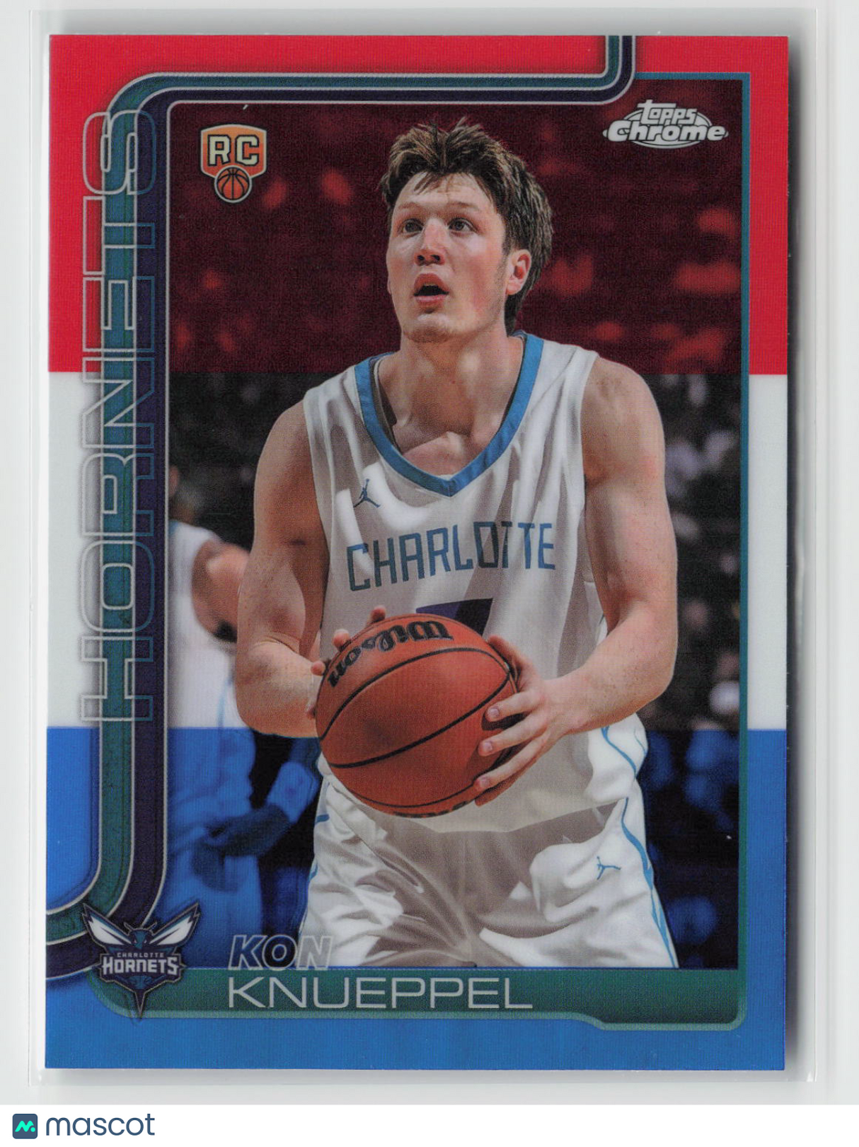 Kon Knueppel 2025-26 Topps Chrome Red White and Blue Refractor #254