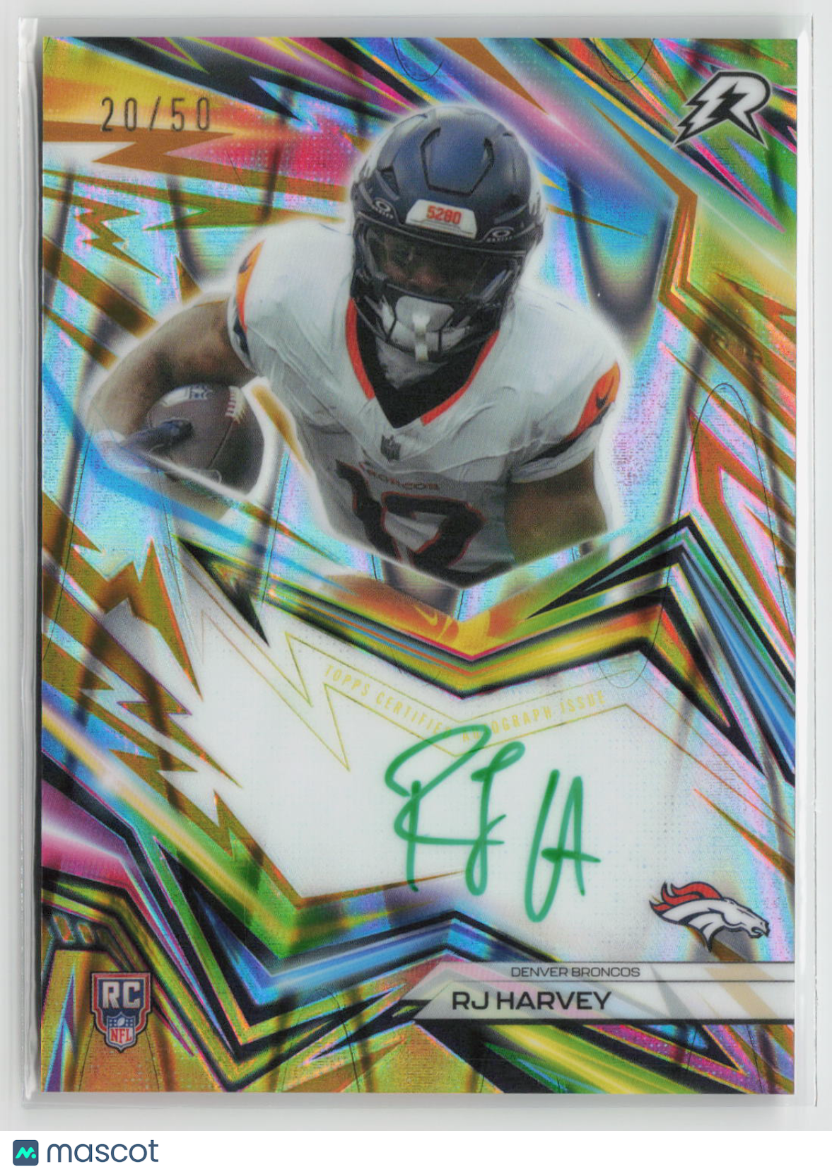 RJ Harvey 2025 Topps Resurgence Neon Initiates Gold Power Surge Refractor #NI-RH