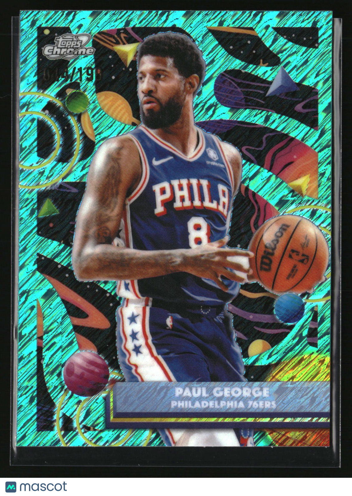 Paul George 2025-26 Topps Chrome Cosmic Aqua Equinox Refractor #109 #/199