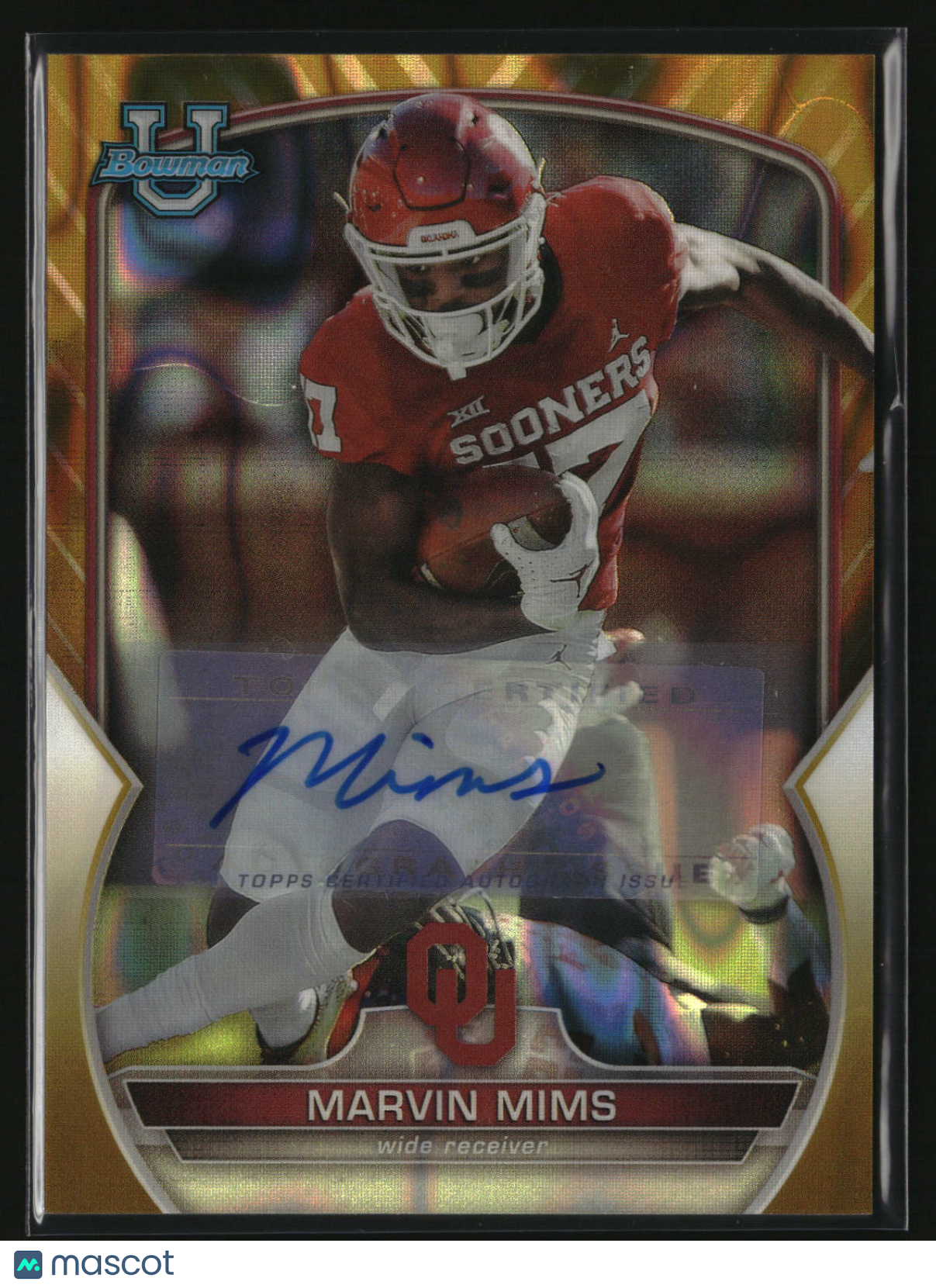 Marvin Mims 2022 Bowman UChrome Prospect Autographs Gold Lava Refractor #4 #/50