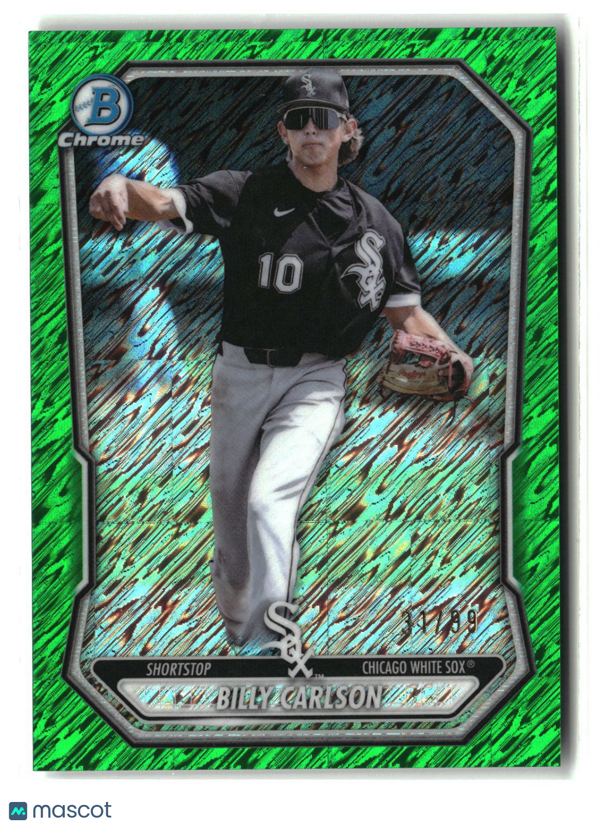 Billy Carlson 2026 Bowman Chrome Prospects Green Shimmer Refractor #BCP-44