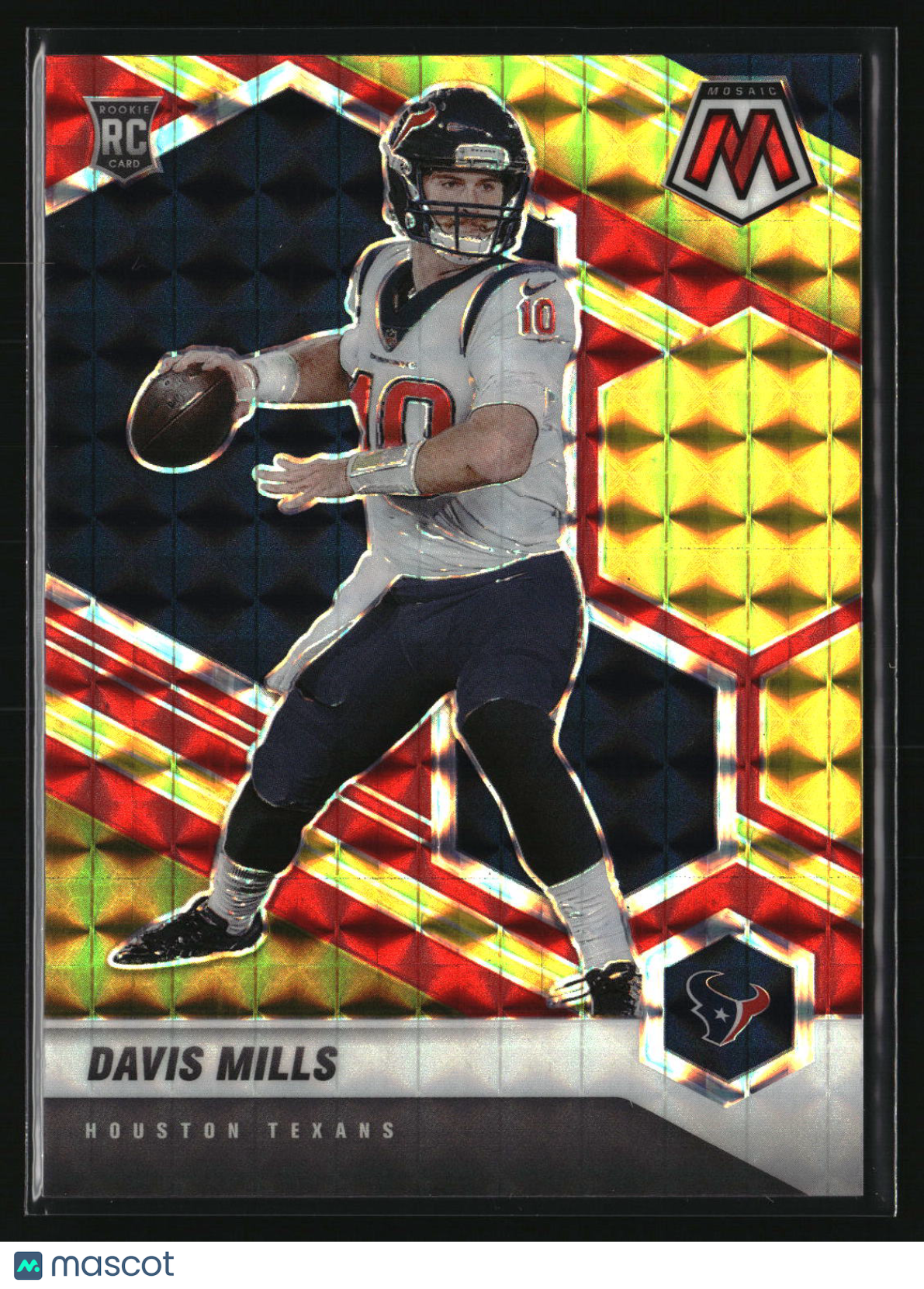 Davis Mills 2021 Panini Mosaic Choice Prizm Fusion Red and Yellow #322 #/80