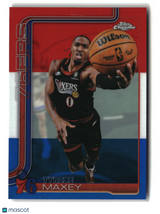 Tyrese Maxey 2025-26 Topps Chrome Update Red White and Blue Refractor #41