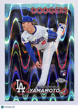 Yoshinobu Yamamoto 2024 Topps Chrome Aqua Raywave Refractor #18 82/199