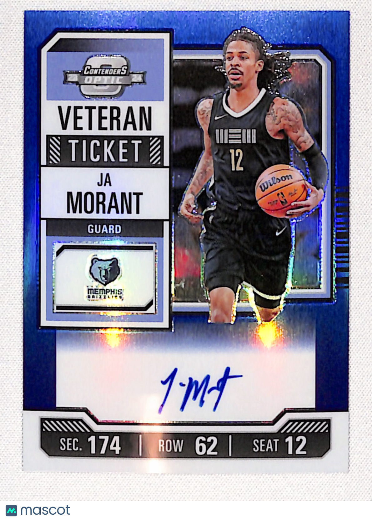 Ja Morant 2023-24 Panini Contenders Optic Veteran Ticket Blue #VT-JAM #/25