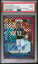 Load image into Gallery viewer, Rashod Bateman 2021 Panini Prizm Autograph Purple Power /49 #340 PSA 9
