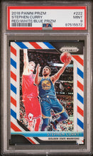 Load image into Gallery viewer, Stephen Curry 2018 Panini Prizm Red White Blue #222 PSA 9
