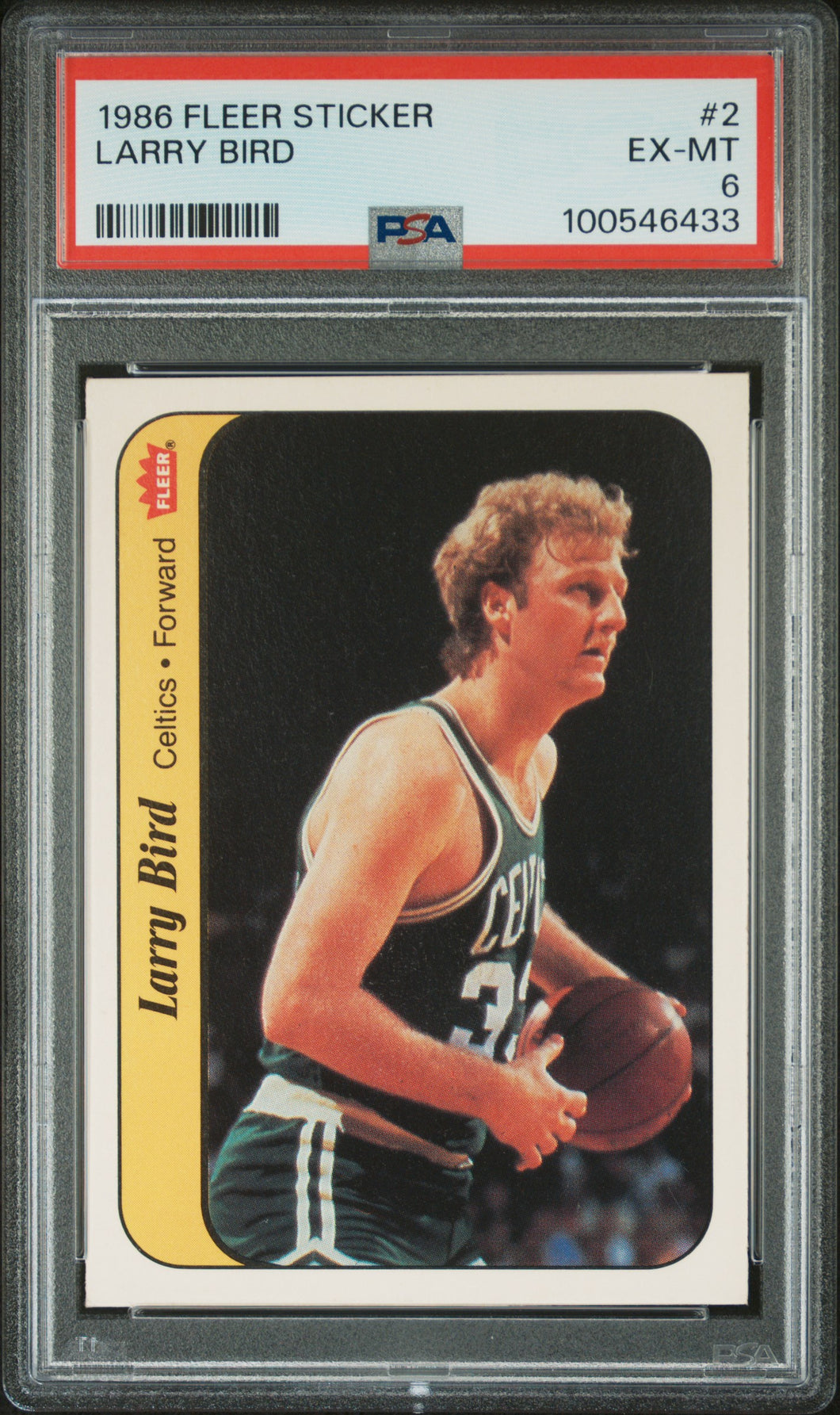 Larry Bird 1986 Fleer Sticker #2 PSA 6