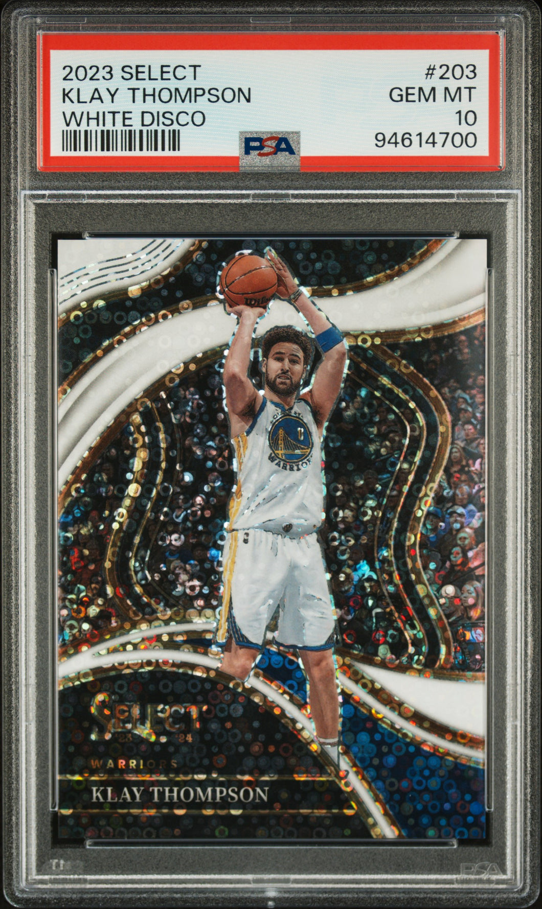 Klay Thompson 2023 Panini Select White Disco #203 PSA 10