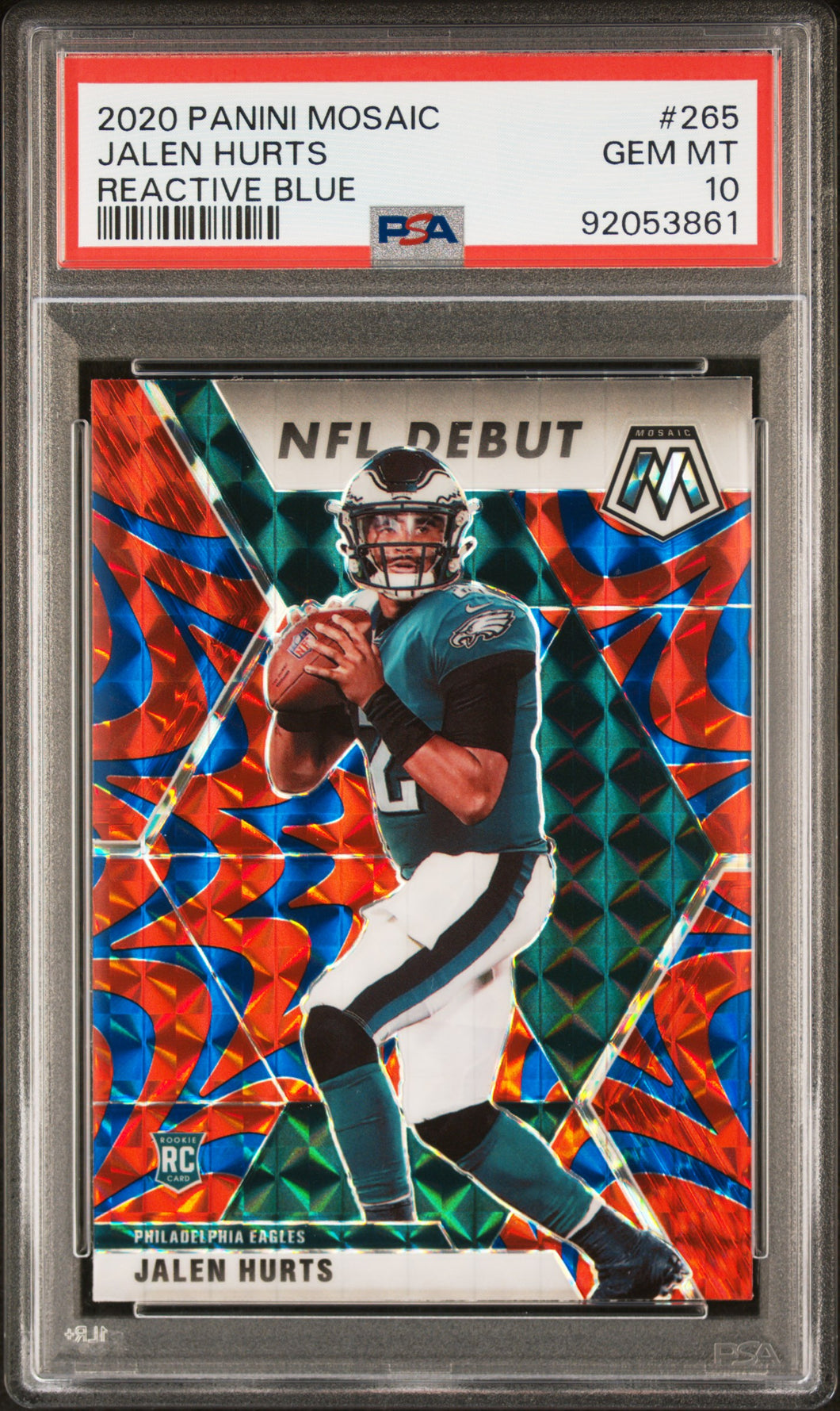 Jalen Hurts 2020 Panini Mosaic Reactive Blue #265 PSA 10