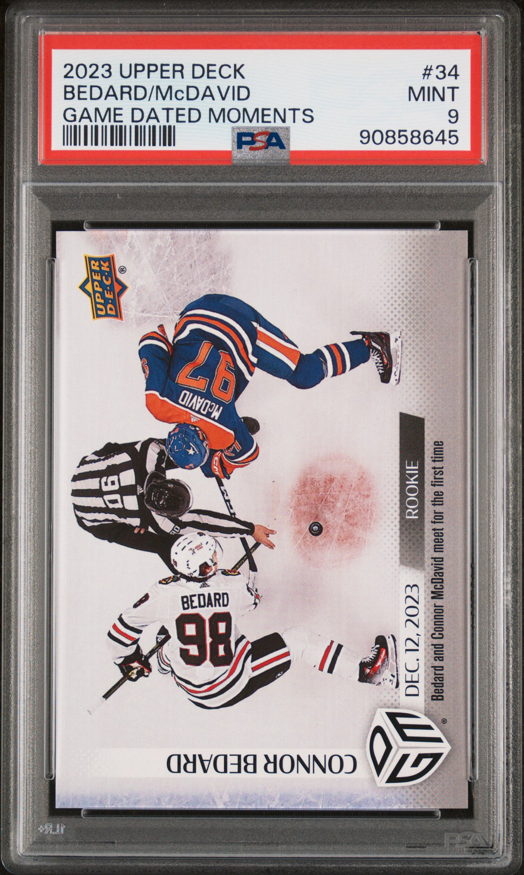 McDavid Bedard 2023 Upper Deck Game Dated Moments #34 /1199 PSA 9