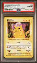 Load image into Gallery viewer, Pikachu 1999 Pokemon Game #58 Red Cheeks-Shadowless PSA 8
