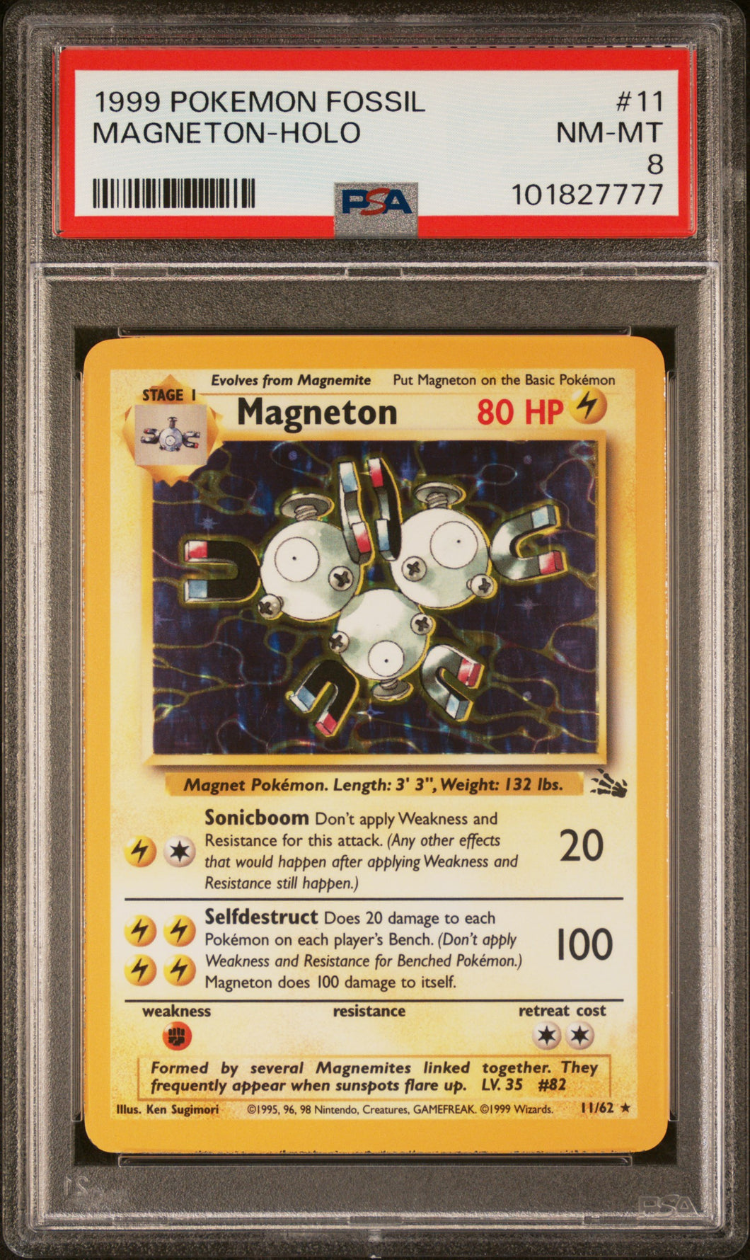 Magneton 1999 Pokemon Fossil #11 Holo PSA 8