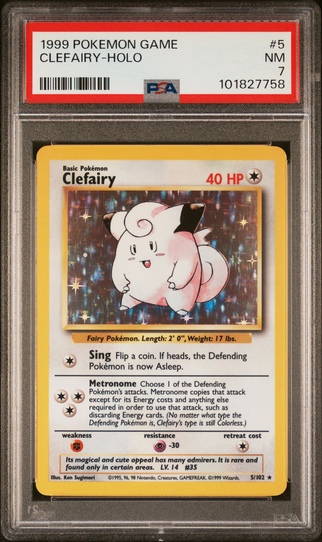 Clefairy 1999 Pokemon Game #5 Holo PSA 7