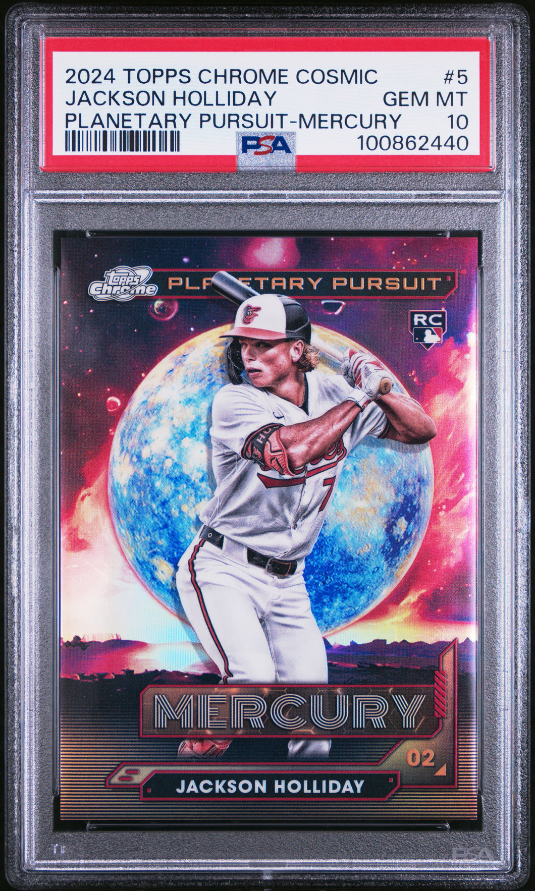 Jackson Holliday 2024 Topps Chrome Cosmic Planetary Pursuit Mercury #5 PSA 10