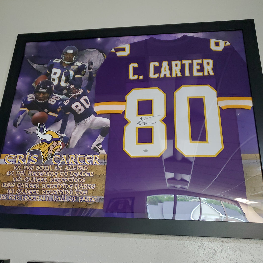 Cris Carter Minnesota Vikings Signed Jersey Framed