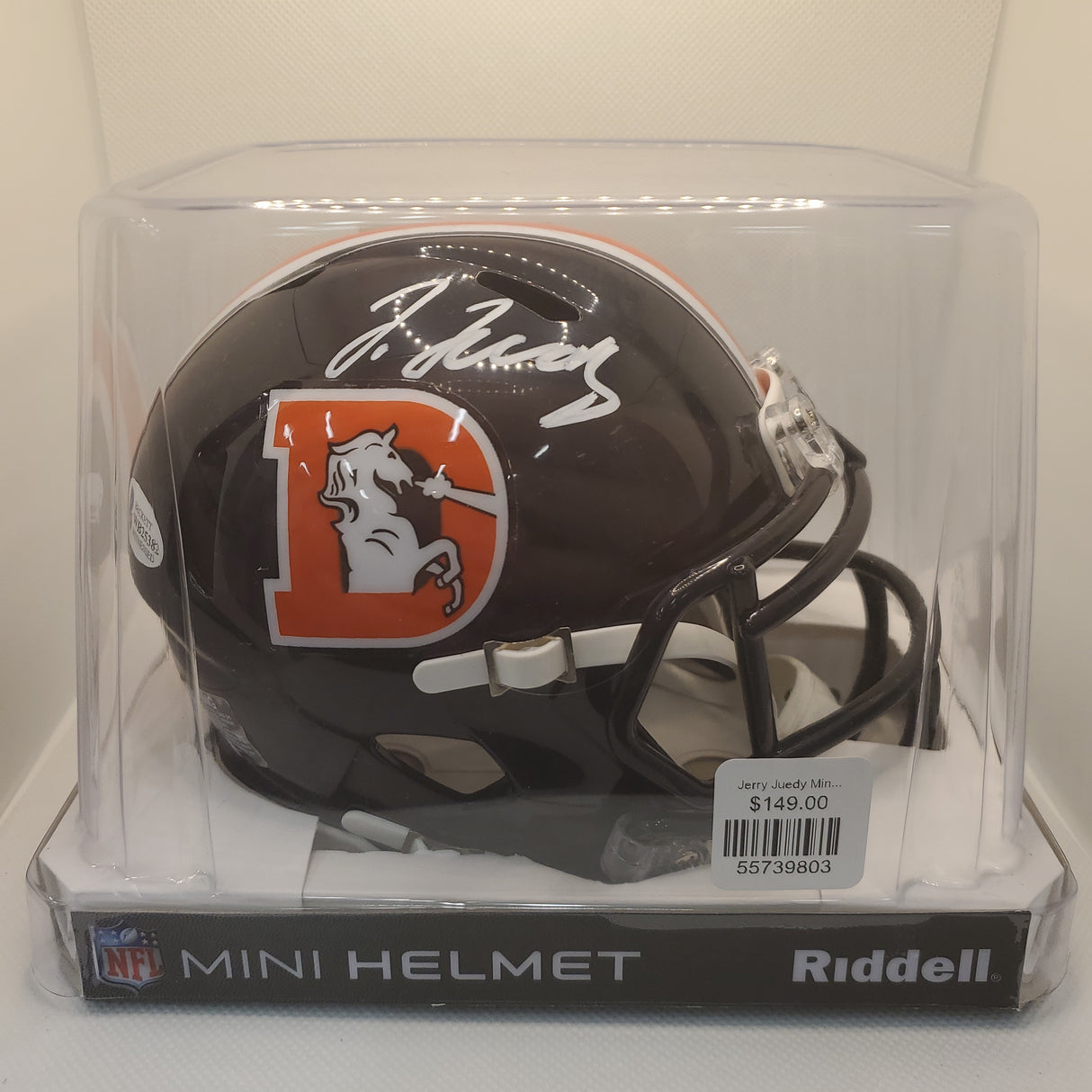 Jerry Juedy Autographed Mini Helmet Broncos Color Rush