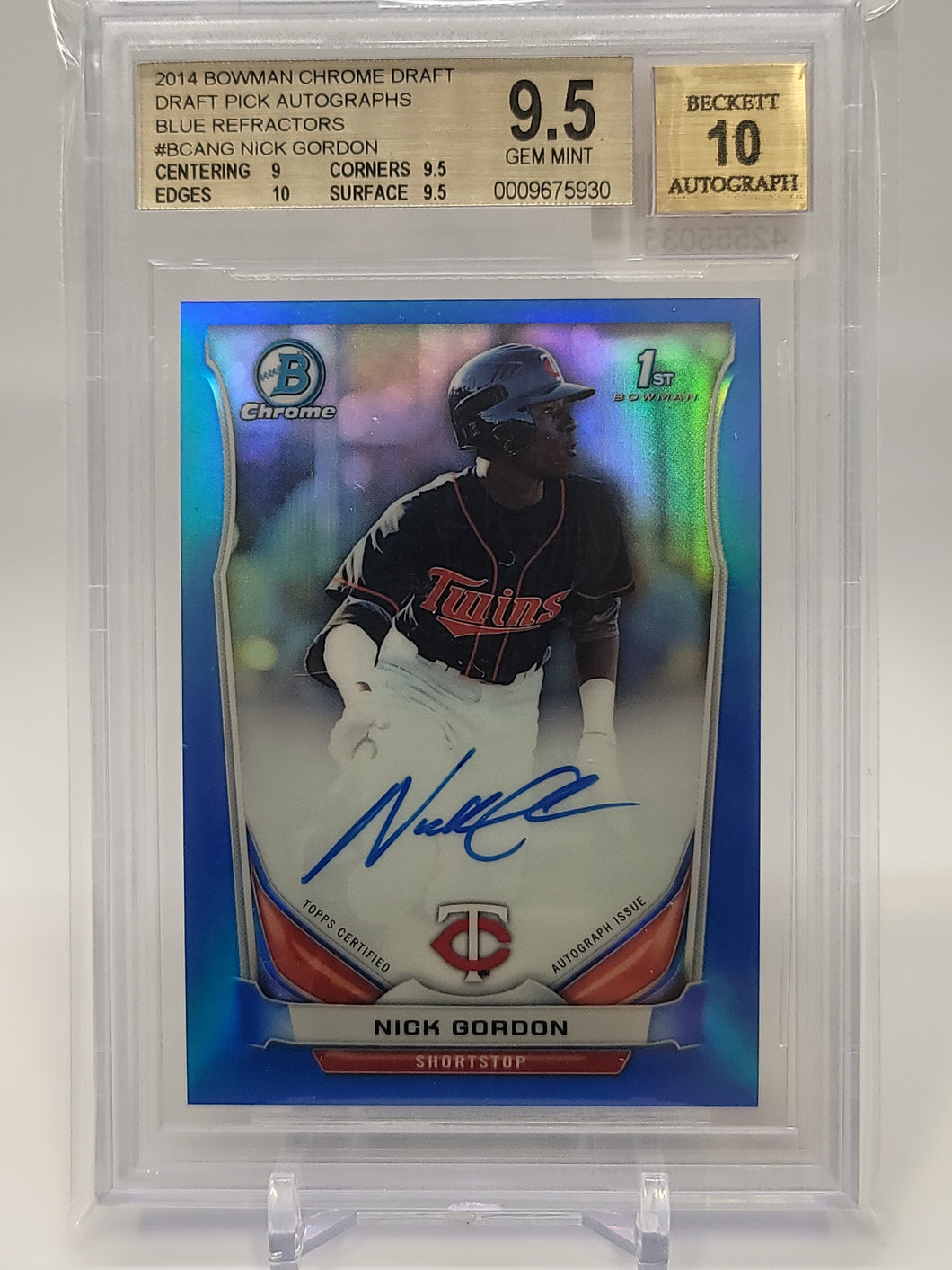 Nick Gordon 2014 Bowman Chrome Draft Blue Refractors BCA-NG BGS 9.5 0082S