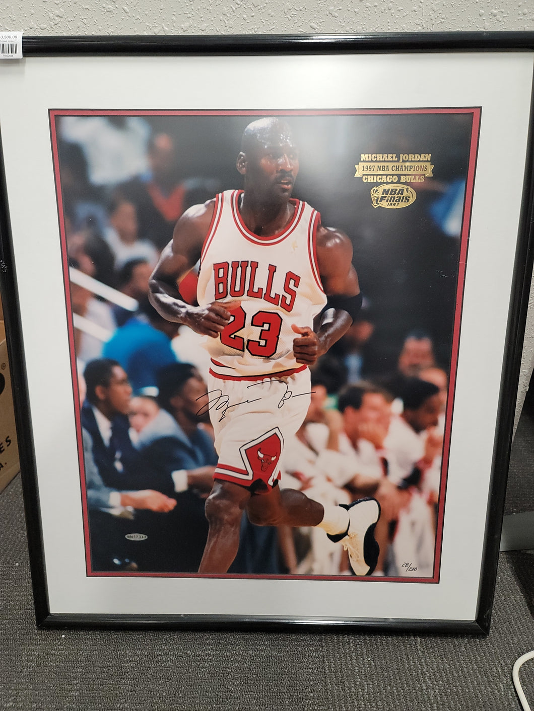 Michael Jordan Chicago Bulls Framed 16 X 20 (28/230 Limited edition) with Gold foil NBA stamp 1997
