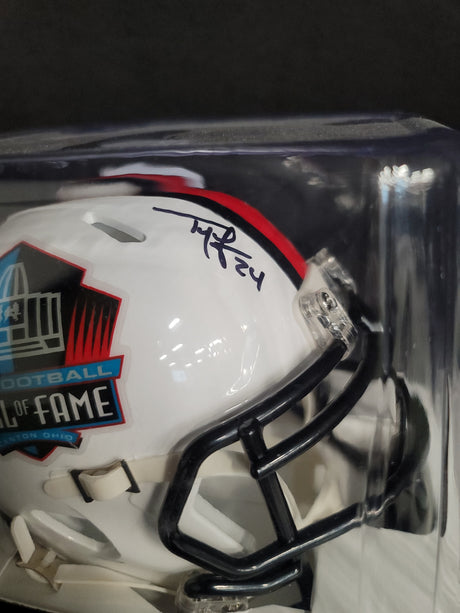 Ty Law Autographed Hall of Fame Mini Helmet