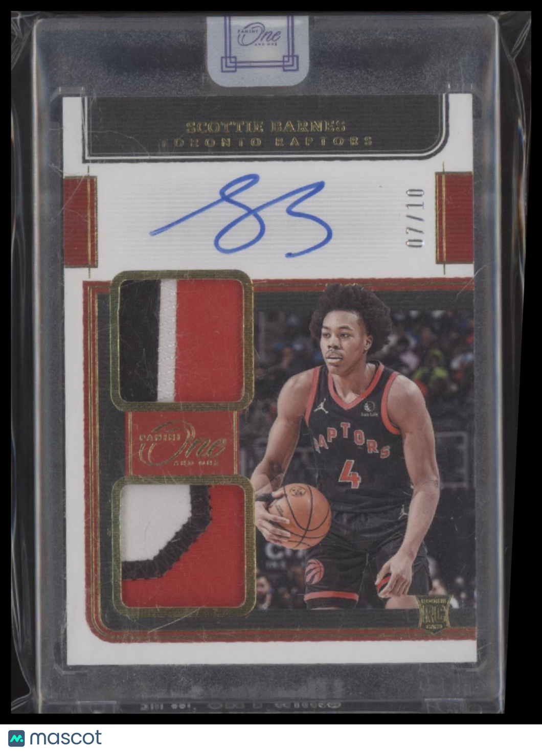 Scottie Barnes 2021 One and One Rookie Dual Jersey /10 Auto #RD-SBN