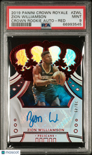 Load image into Gallery viewer, Zion Williamson 2019 Panini Crown Royale Crown Rookie Autographs Red #ZWL /49 PSA 9
