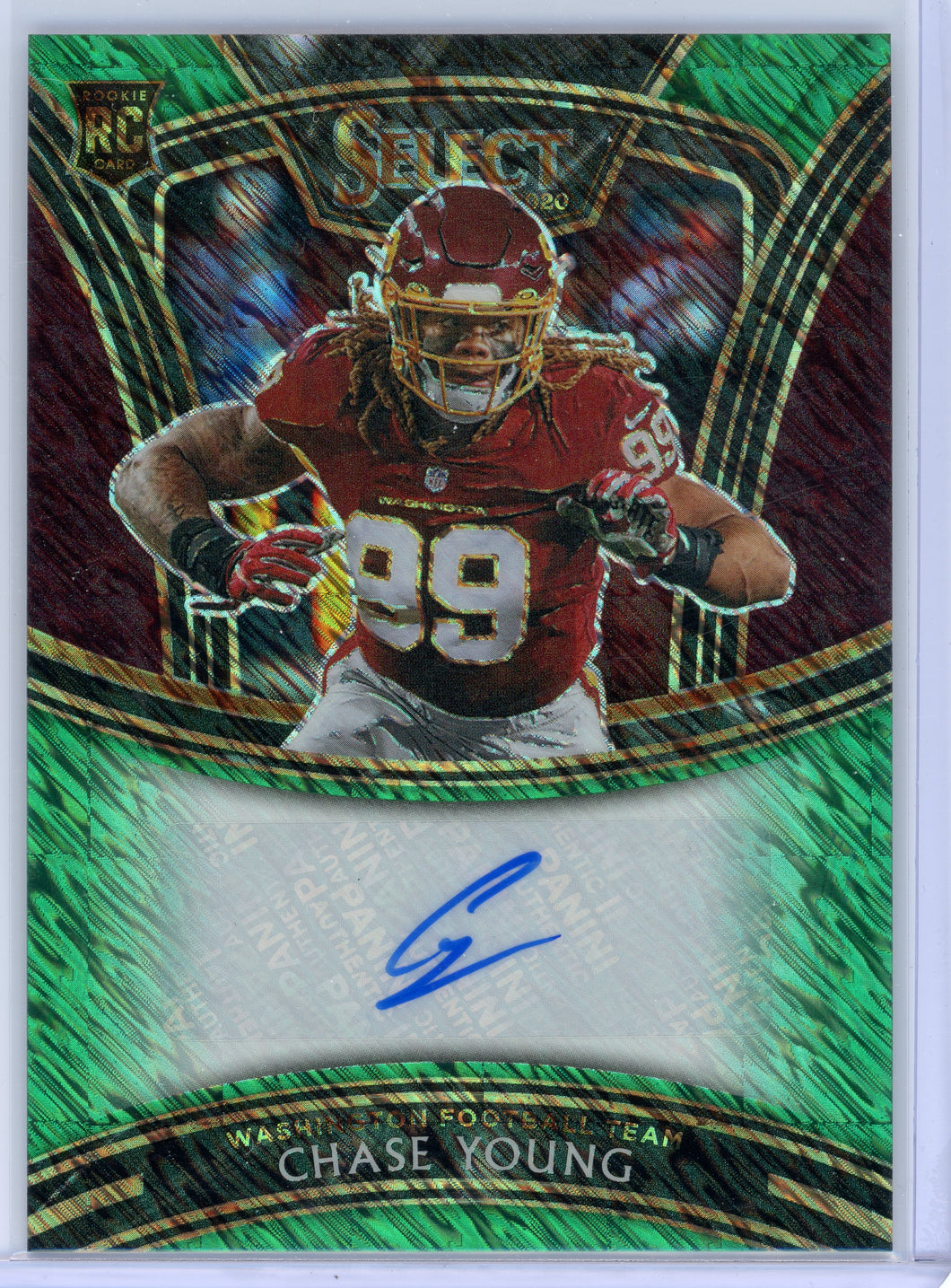 Chase Young 2020 Football Select Green Shimmer Rookie Auto 2/5 SS-CYO S0877